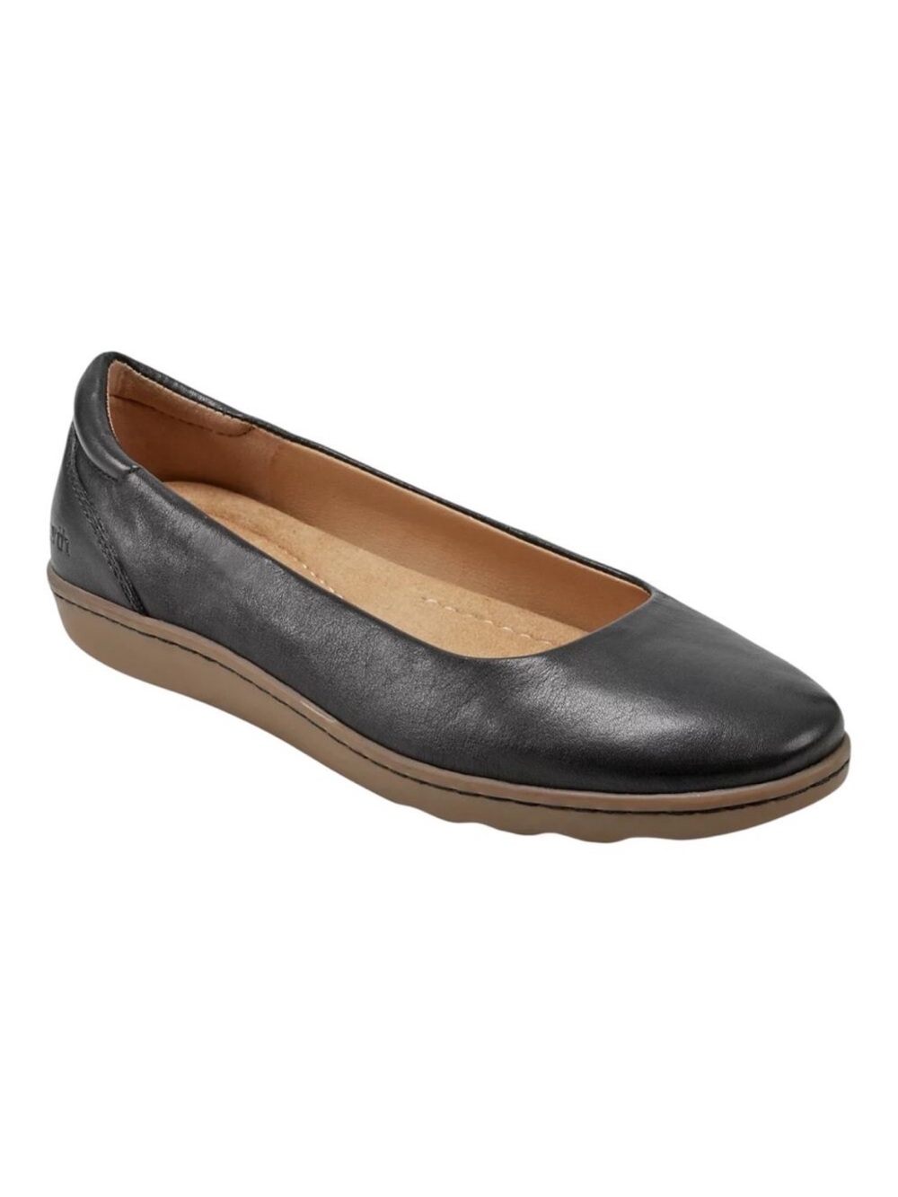 Earth Landen Black Solid Leather Ballet Flats NWOB size 8W (wide)